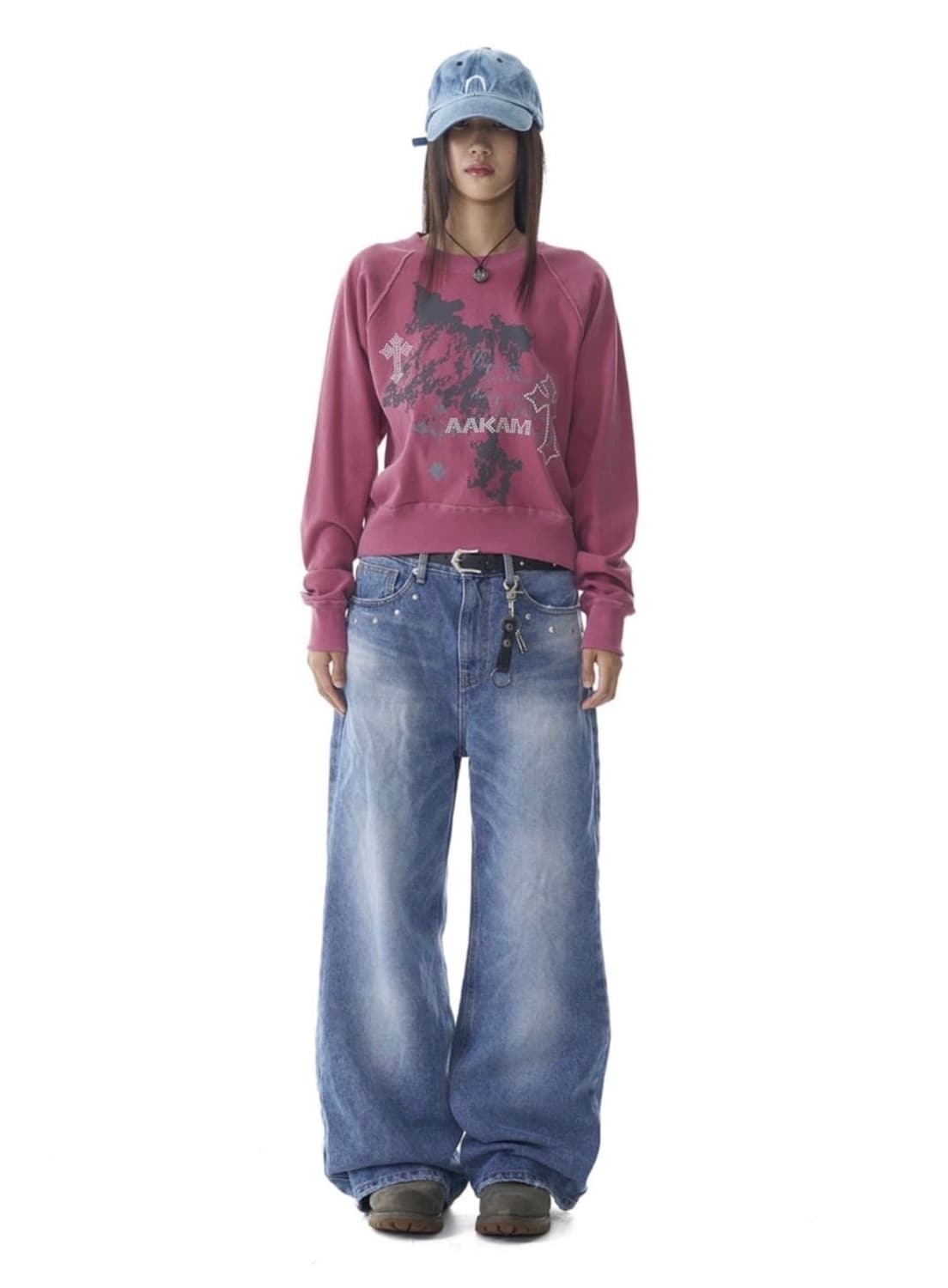 아캄 멀티 스터드 데님 팬츠 블루 상품이미지1