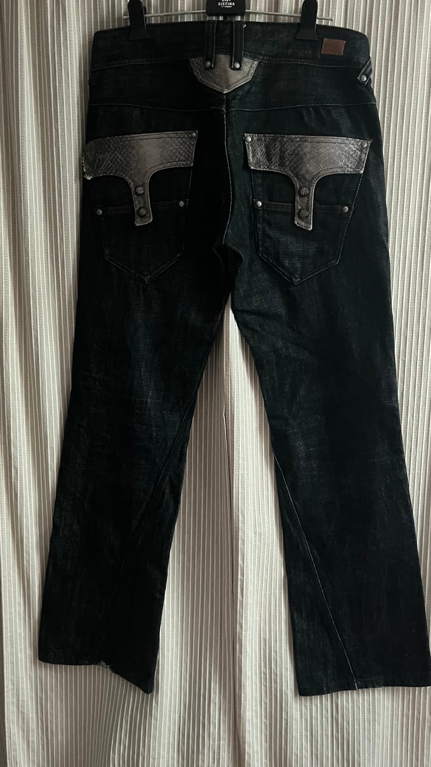 Python Leather Detail Denim Pants 상품이미지2