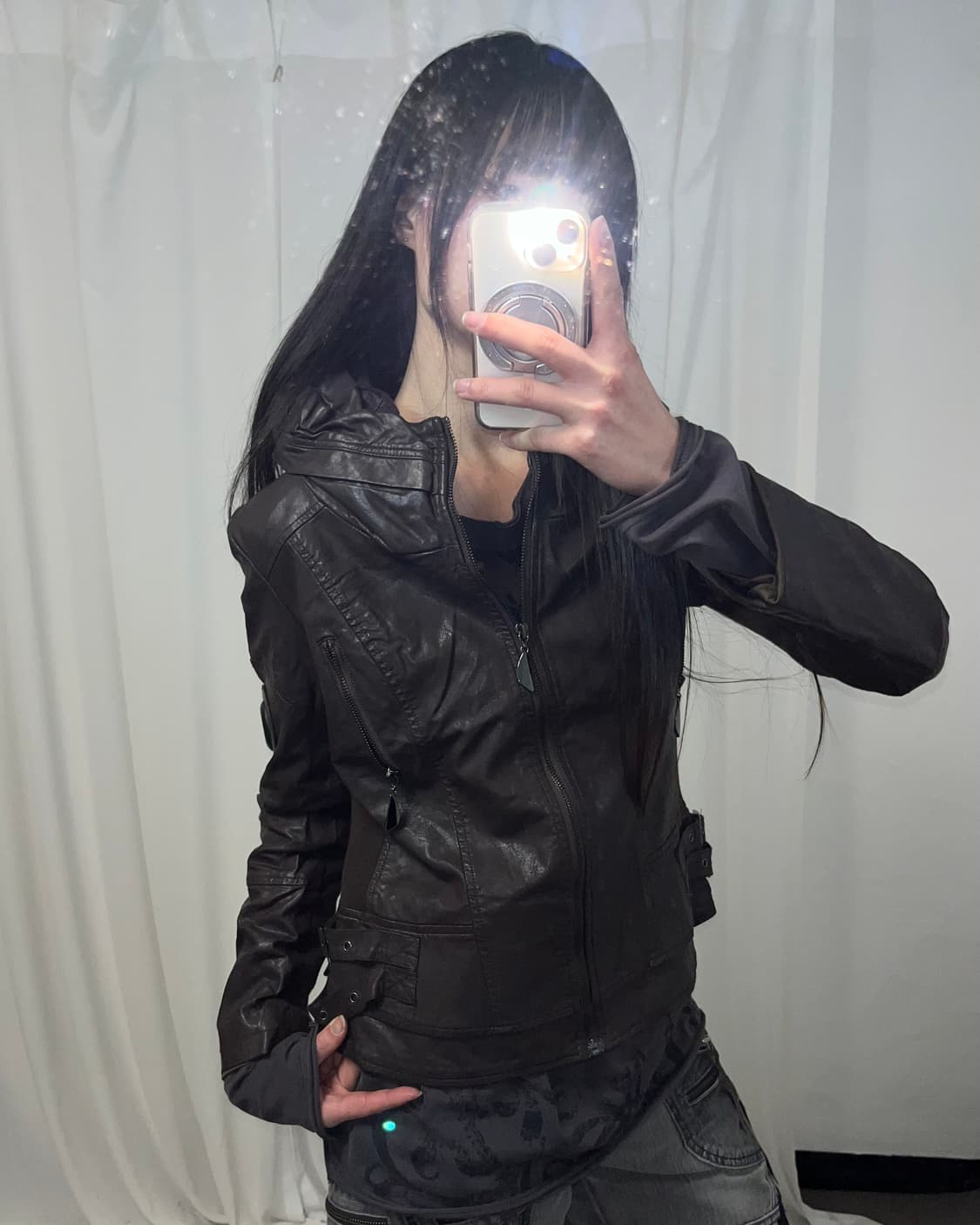 JM style 다크 브라운 레더 자켓 상품이미지2