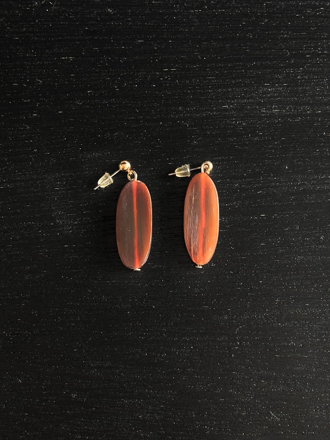 빈티지 클리어브라운 오벌 드롭 이어링 상품이미지2