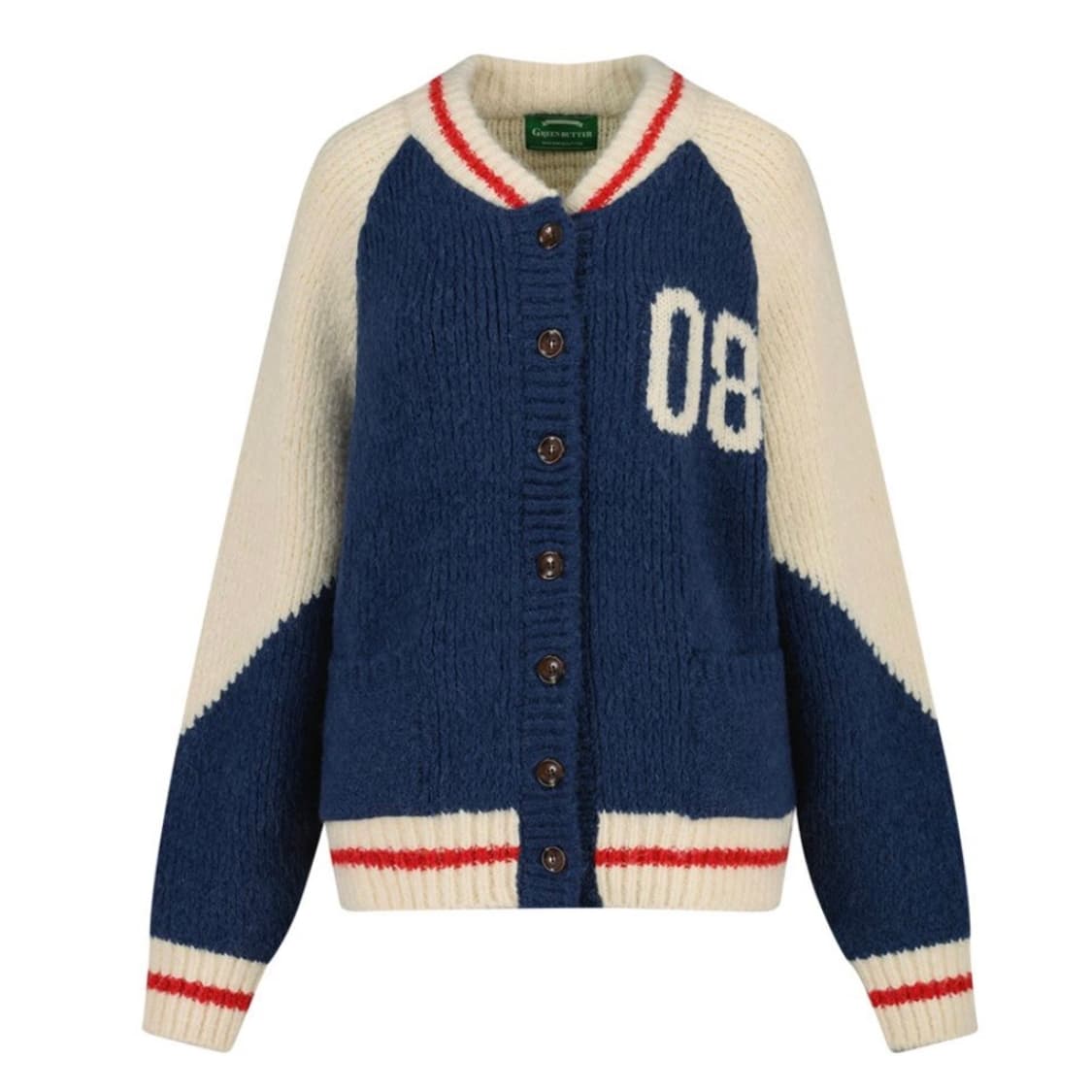 그린버터 08 바시티 알파카 가디건 블루 상품이미지1