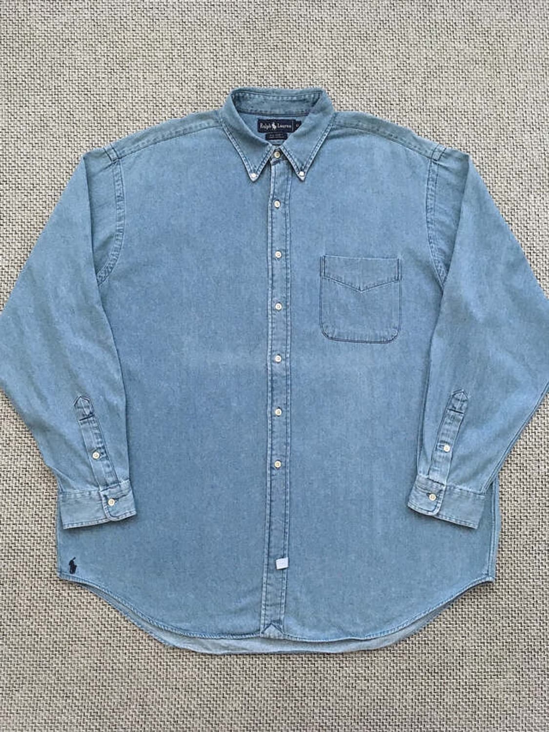 90s mid-blue washed denim bigshirts 상품이미지8