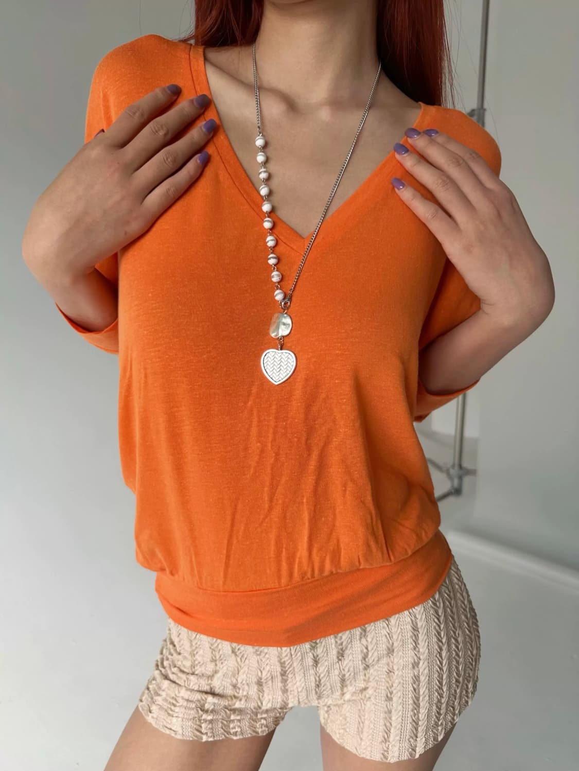 빈티지 하트펜던트 진주 목걸이 상품이미지2