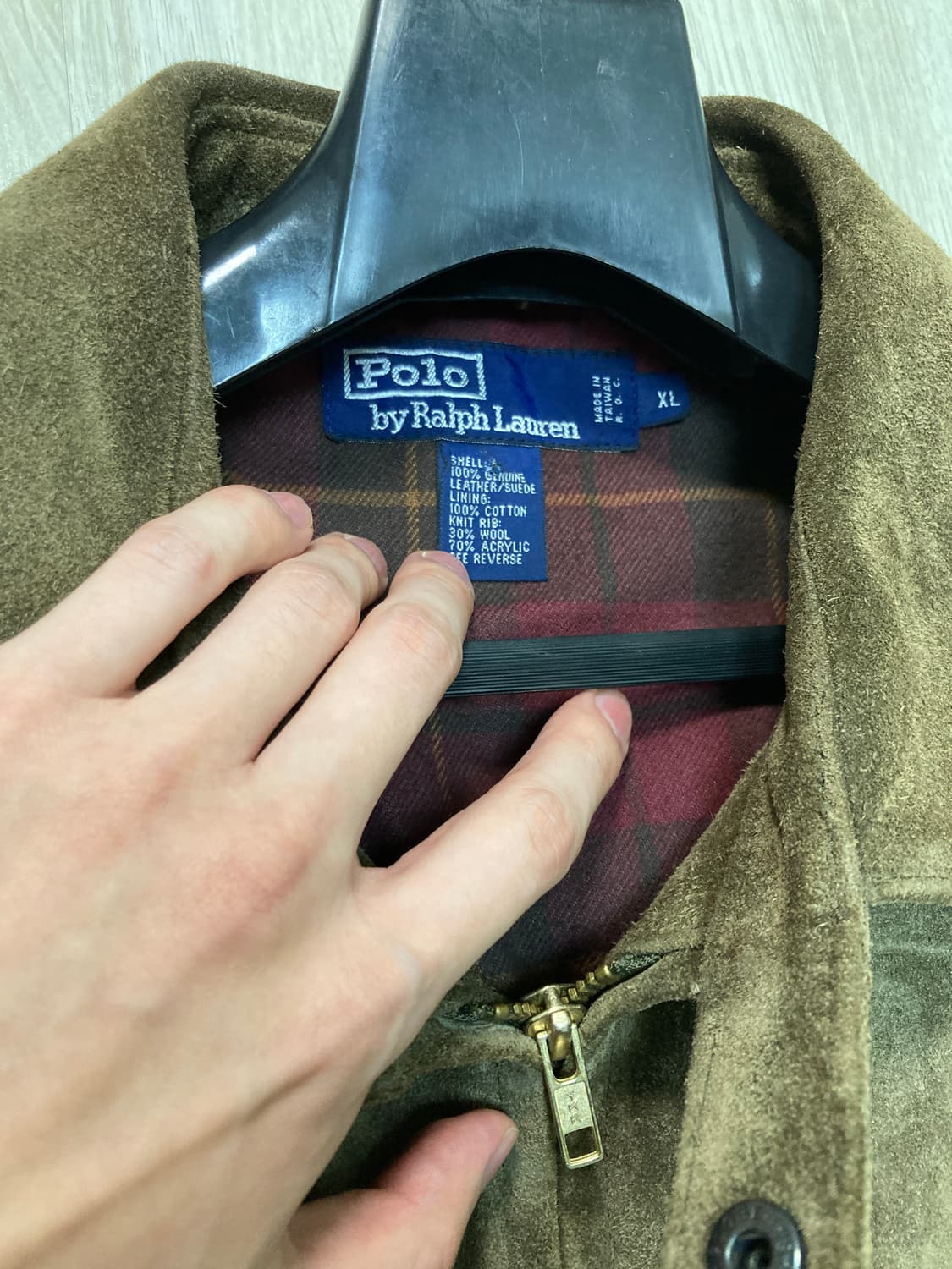 90s XL 폴로 스웨이드 자켓 웨이포드 카라 상품이미지4