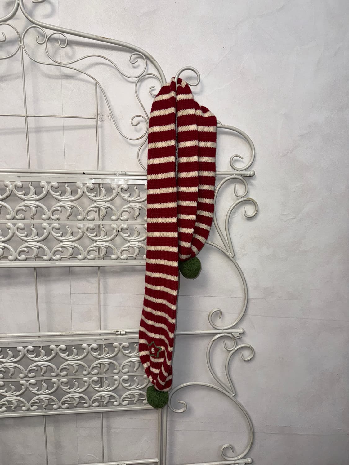 Red white candy cane knit muffler 상품이미지3
