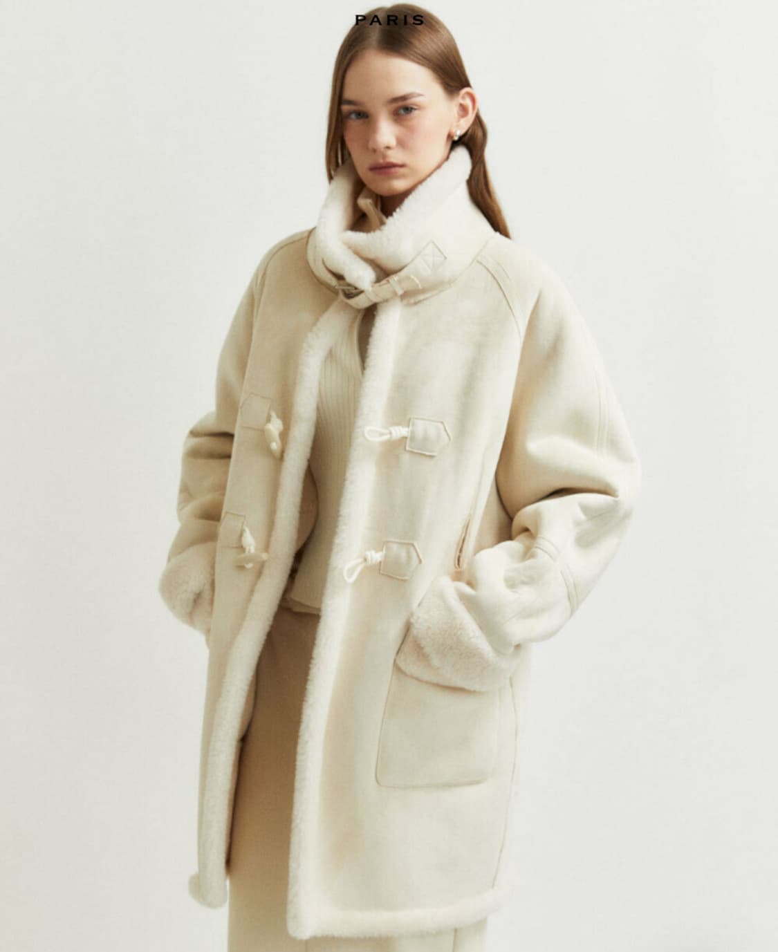 뮤제 100%램스울 리버시블 무스탕 아이보리 상품이미지1