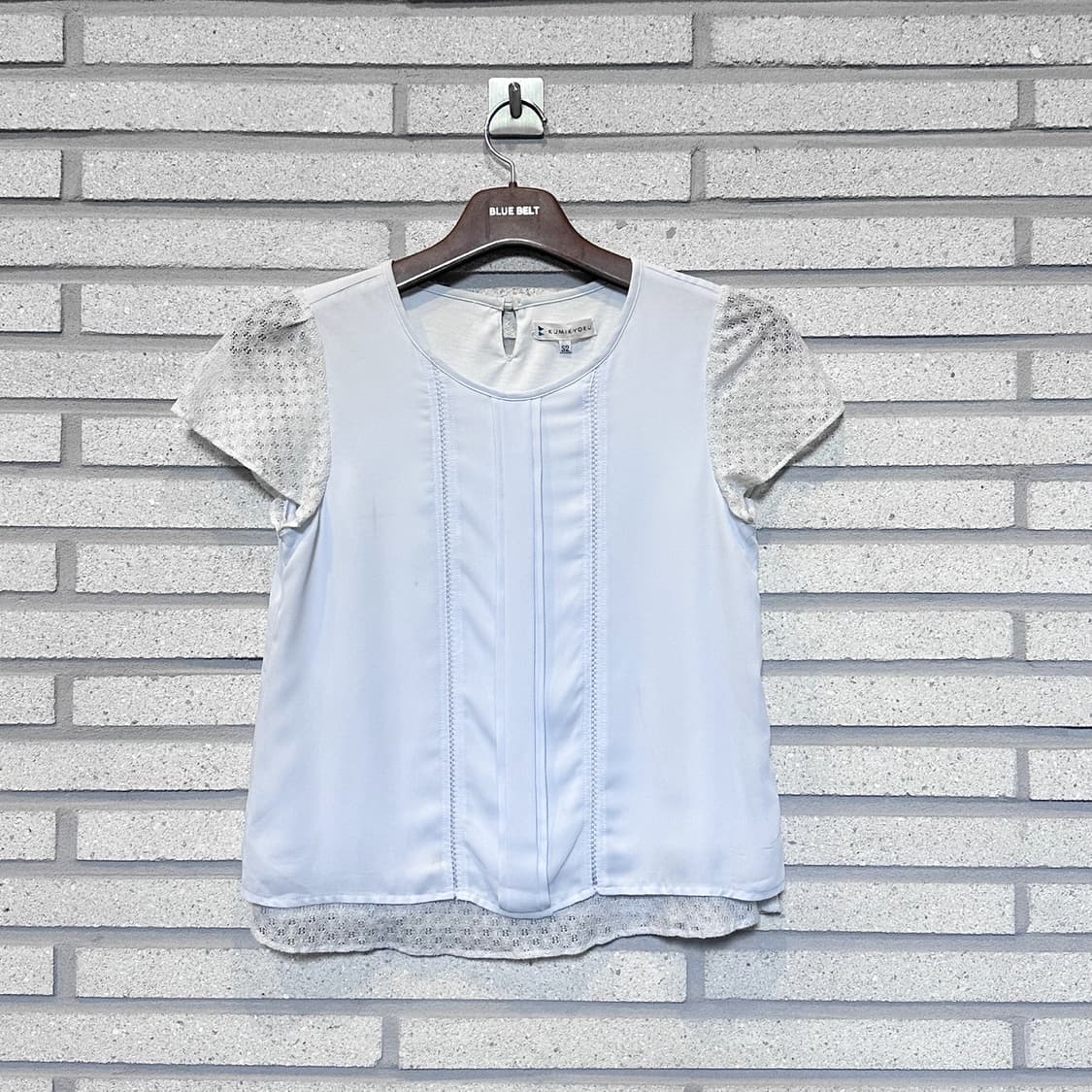 JPN VINTAGE 블라우스 소매 레이스 디테일 스카이 블루 상품이미지1