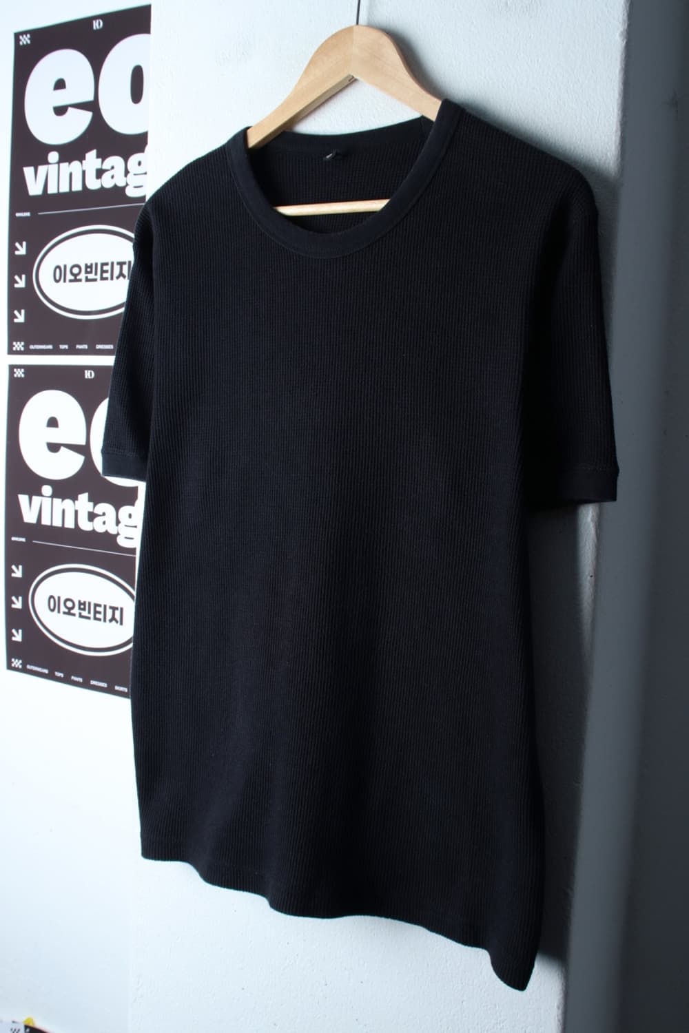 (L-XL) 유니클로 반팔 티셔츠 와플 무지 블랙-H32743 상품이미지1