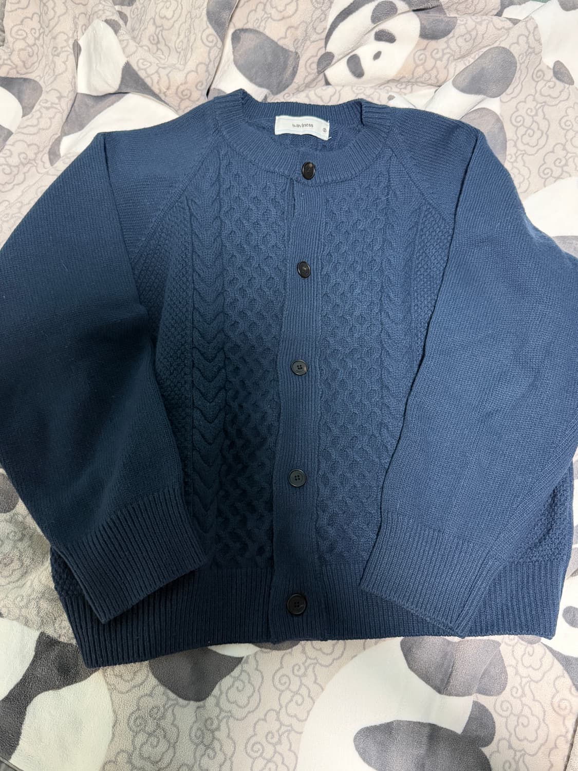 웨이비니스 더블 텍스쳐 라운드넥 가디건 오션 인디고 상품이미지2