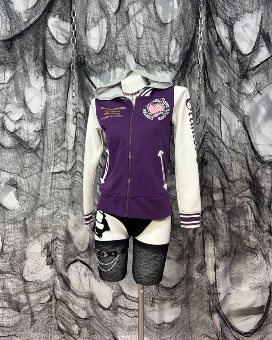 Y2K Kitsch lettering violethoodie zip up 상품이미지2