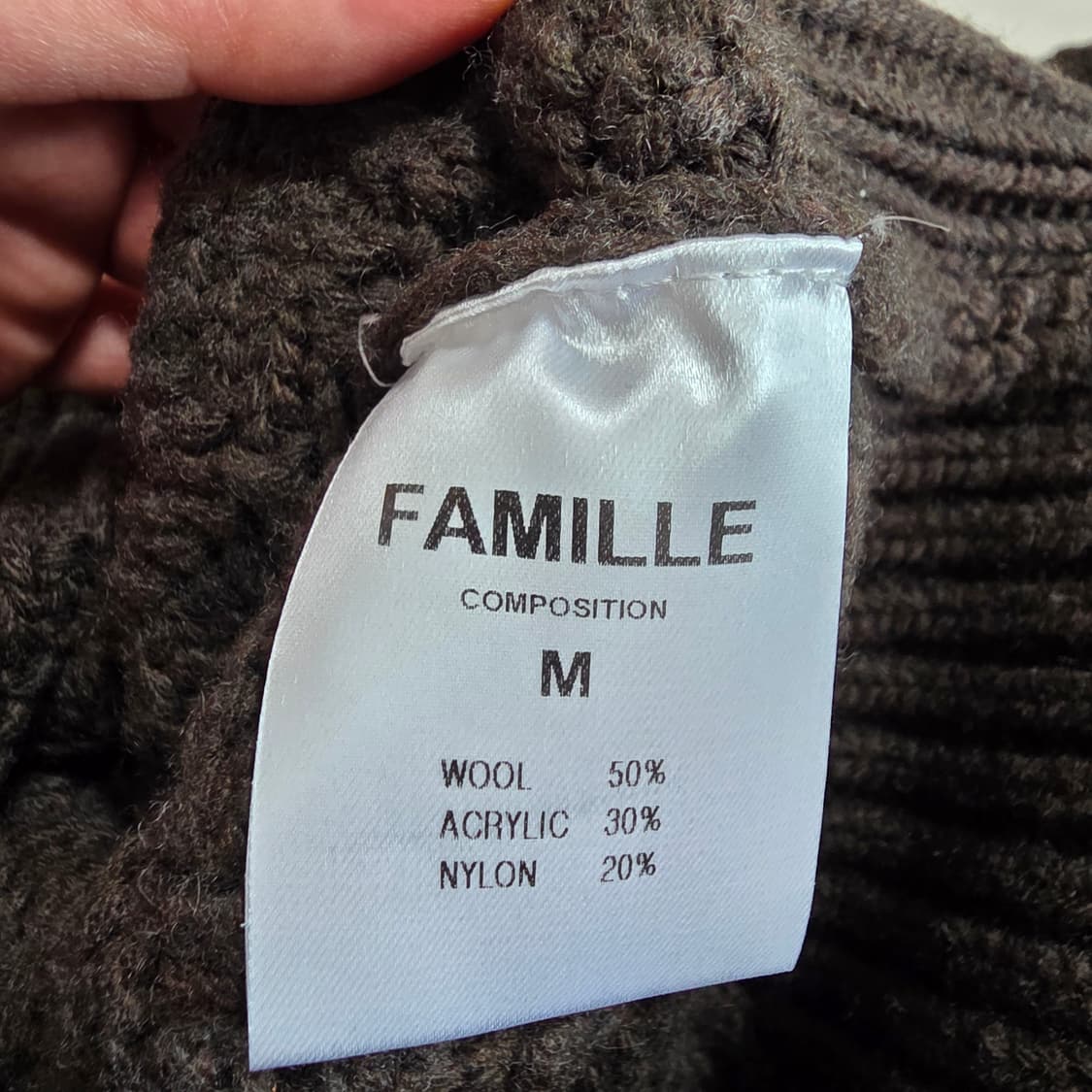 (M)여성 FAMILLE 파밀레 패턴 울 헤비 니트 카키 상품이미지5