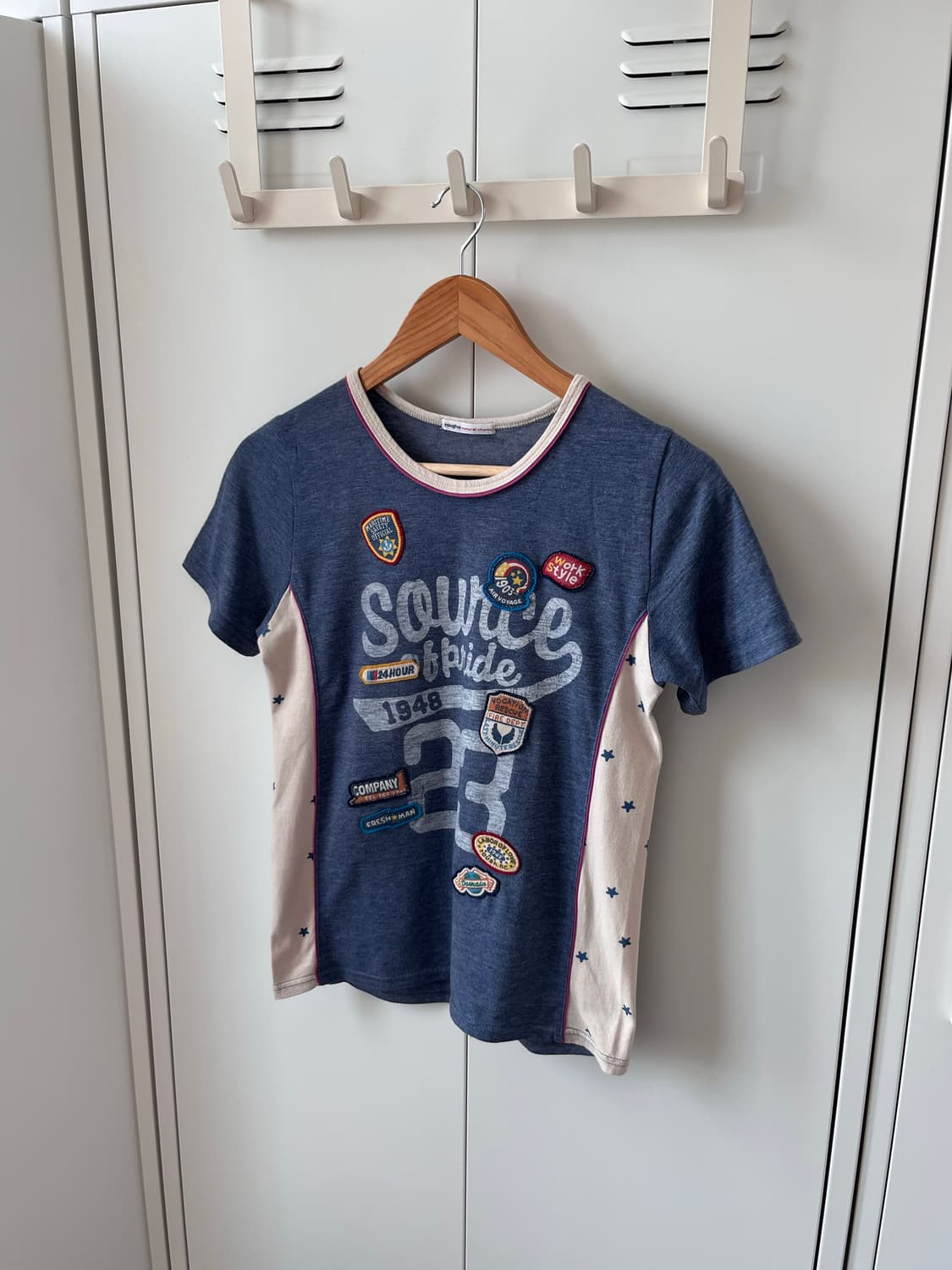 Rough 별 레이어드 패치워크 반팔 티셔츠 상품이미지2