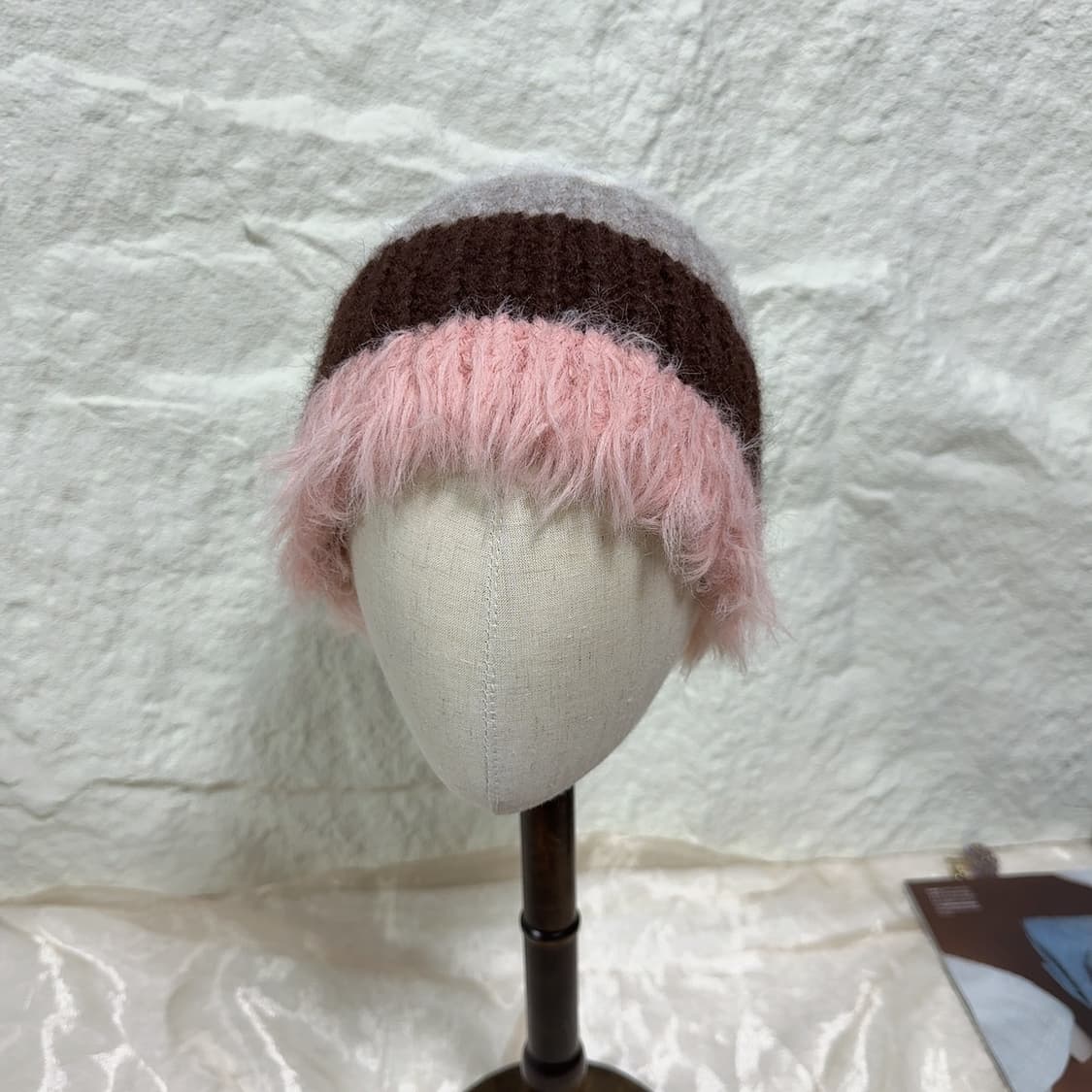 빈티지 퍼 니트 모자 버킷햇 상품이미지1