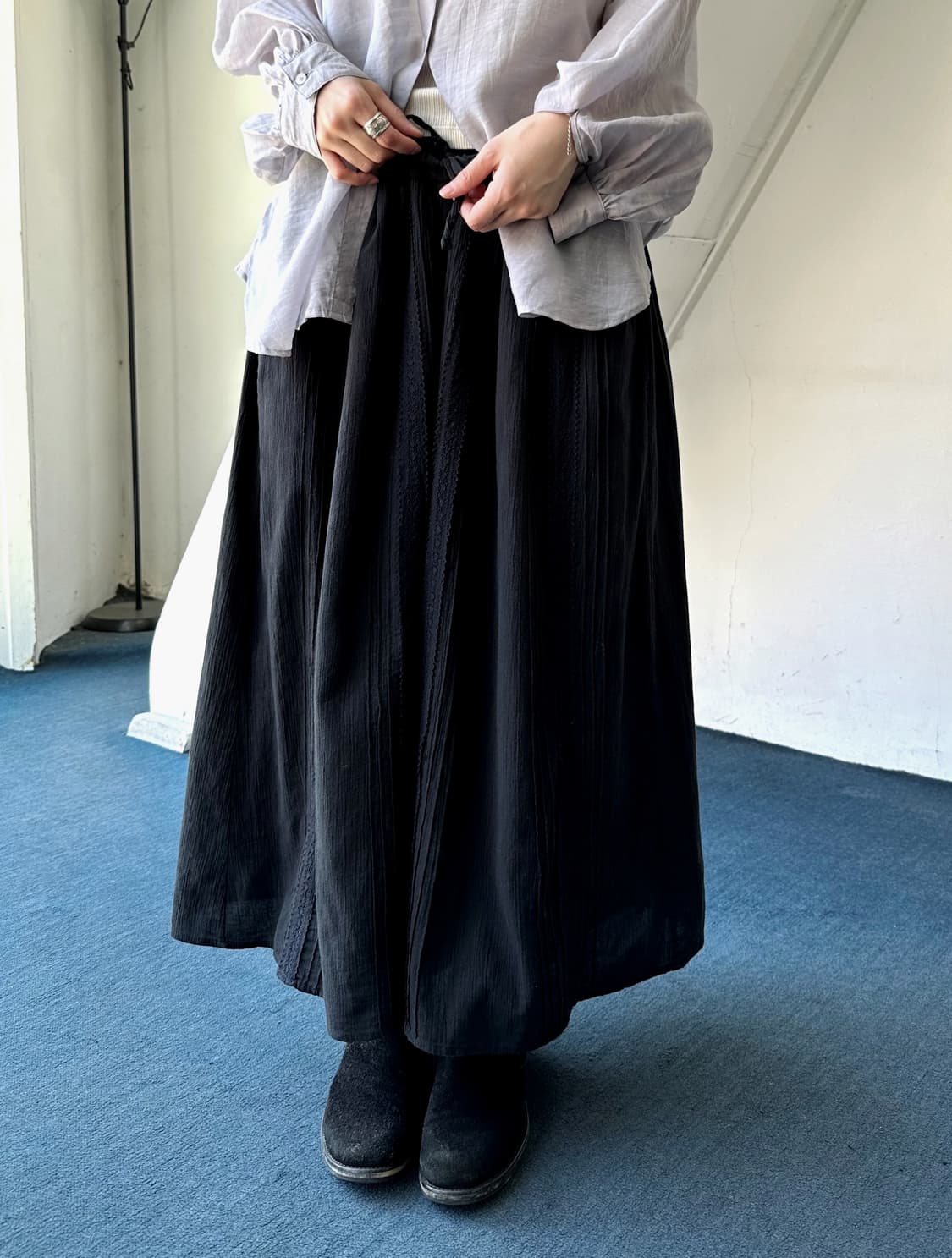 Natural cotton 3/4 panel gaucho pants 상품이미지7