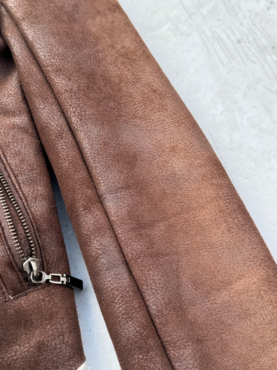 Vintage 절개 레더 퍼 무스탕 상품이미지5