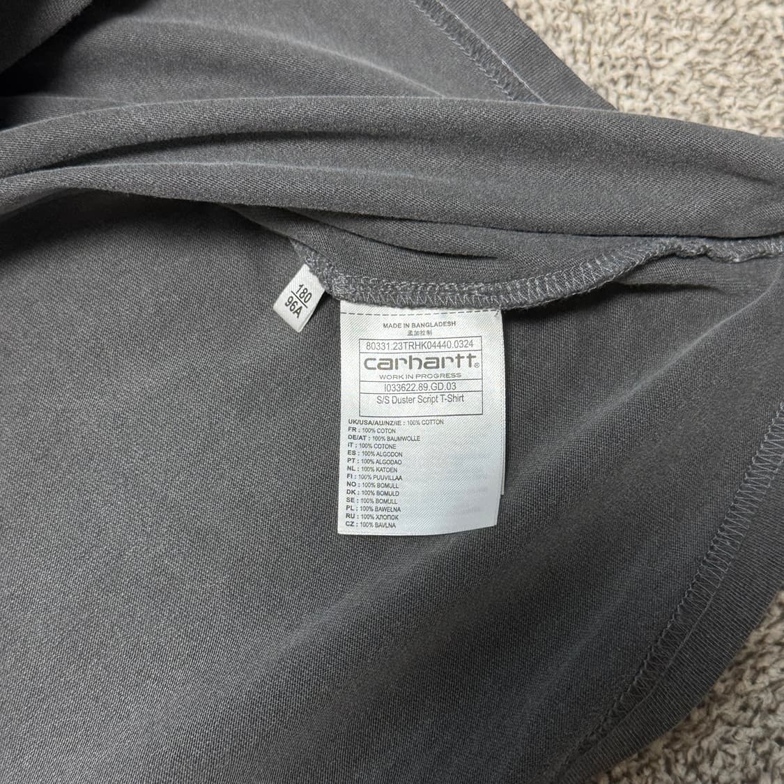 [L] 칼하트 윕 더스터 스크립트 반팔 차콜 상품이미지4
