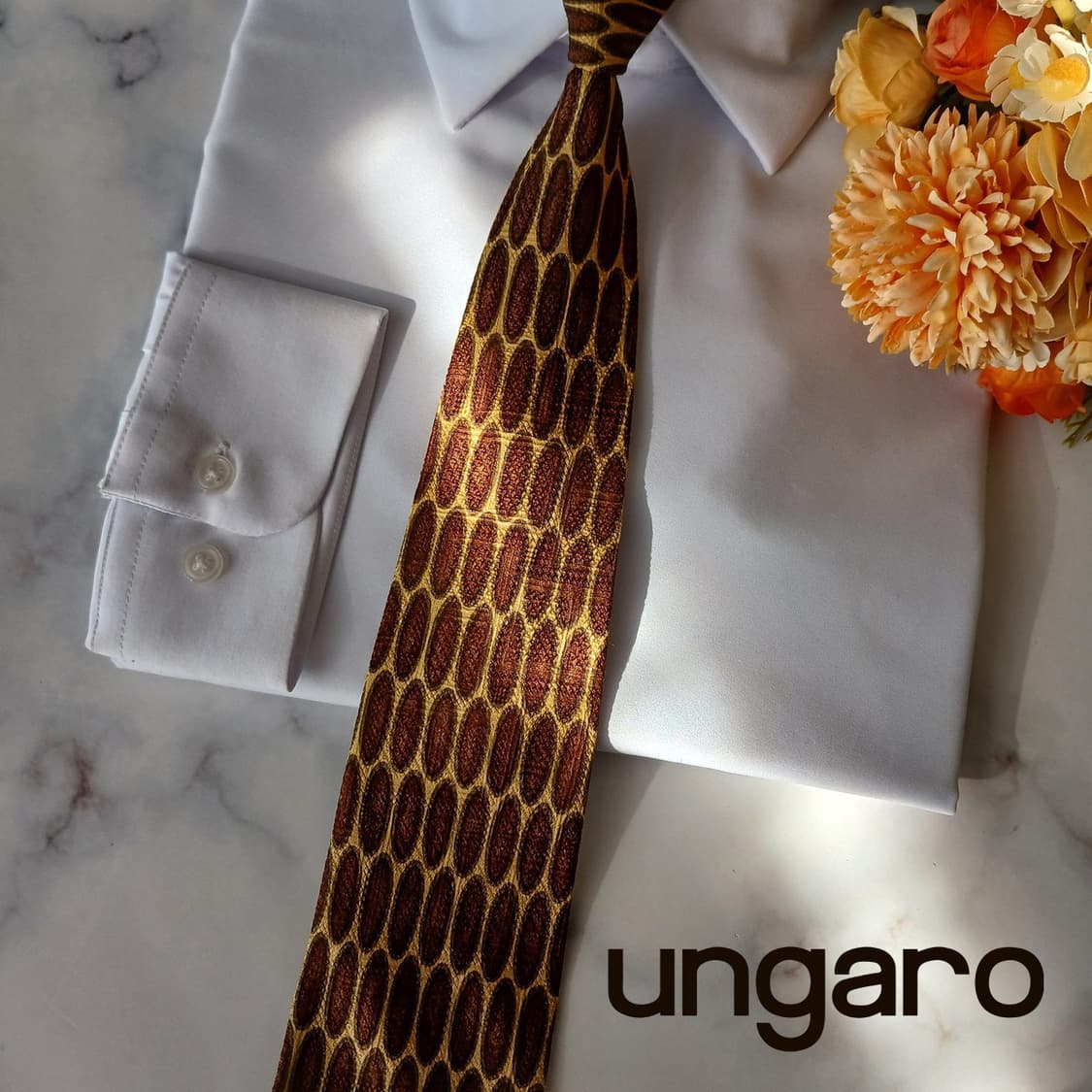 웅가로 실크 브라운 오벌 자카드 넥타이 9.3cm A+등급 A19197
 상품이미지1