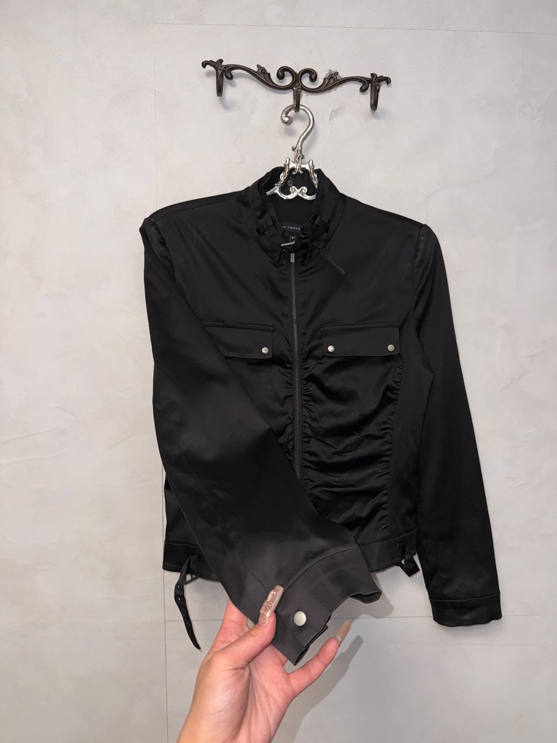 Voice Of Voices black satin shirring jk 상품이미지2