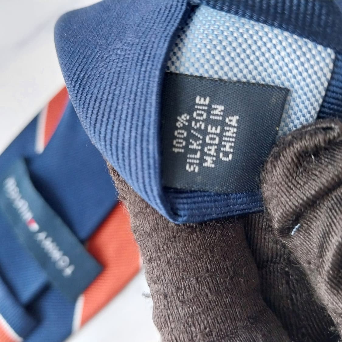 타미 힐피거 실크 네이비 스트라이프 넥타이 8.2cm A+등급 K2035 상품이미지9