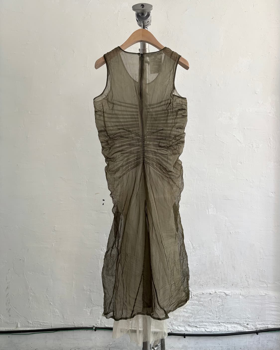 Jil Sander 질샌더 카키 컬러 시어 슬리브리스 원피스 상품이미지5