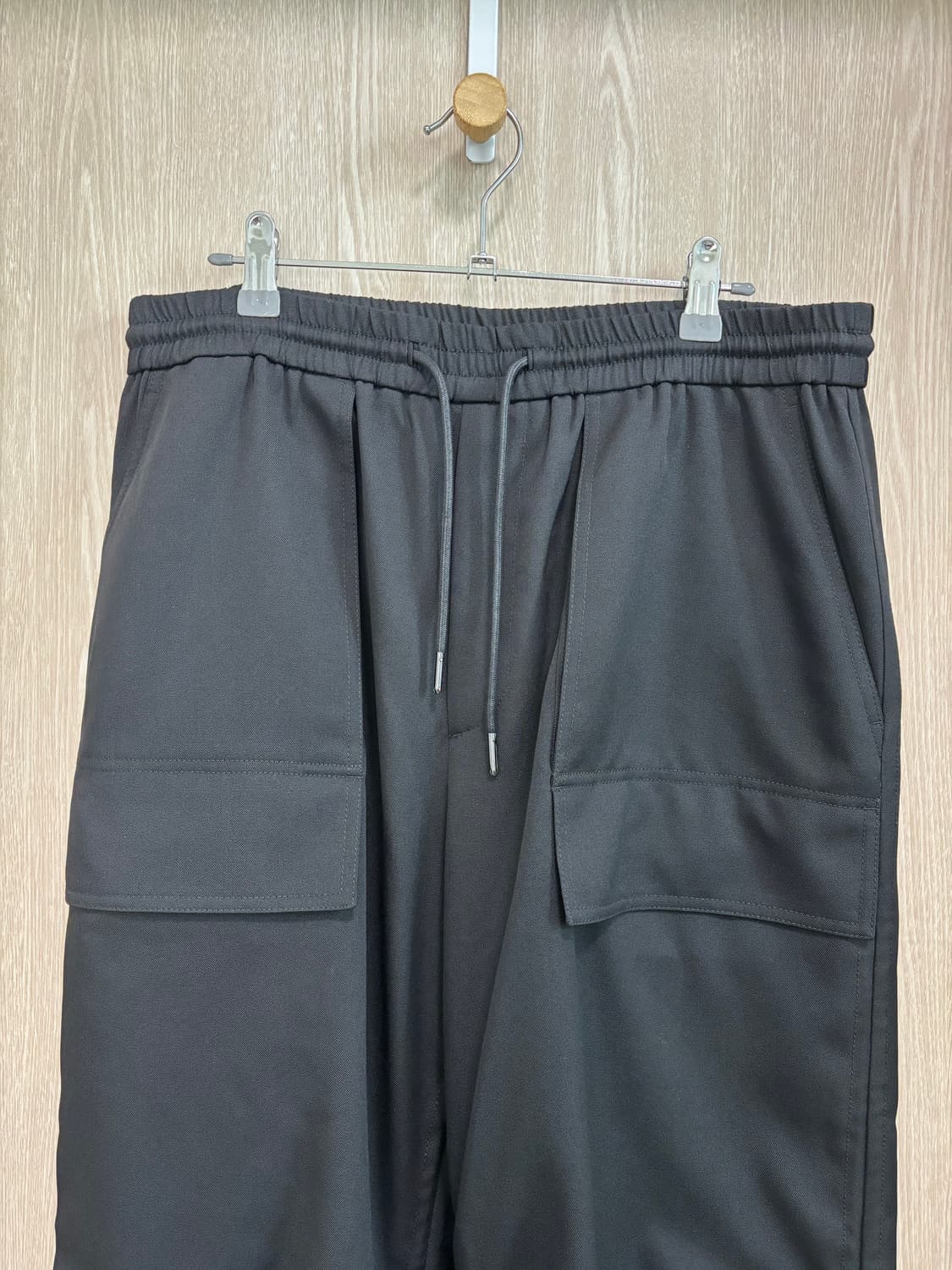 25SS새상품급)준지 와이드 울 퍼커링 밴딩팬츠48/블랙 상품이미지2