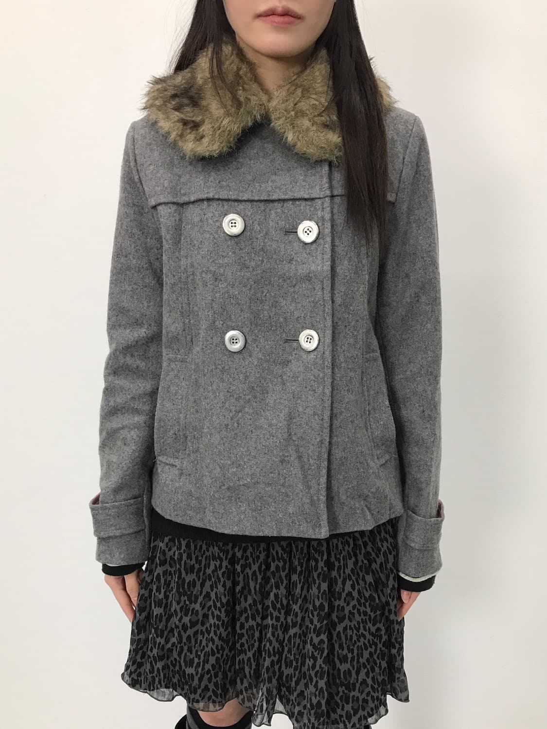 earth music Wool Blend Fur Double Coat 상품이미지2