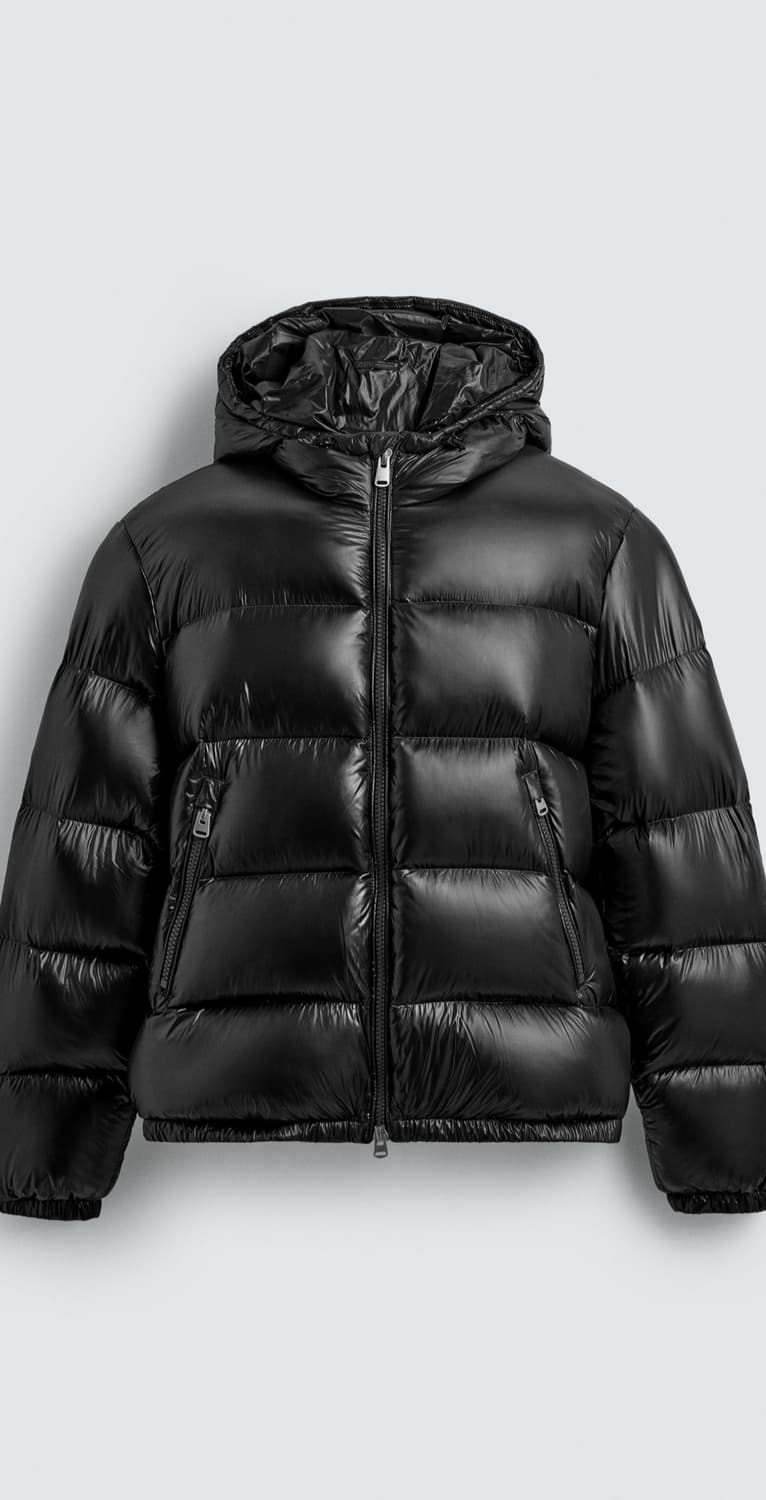 자라 25FW 유광 깃털 워터프루프 패딩 블랙 M 상품이미지3