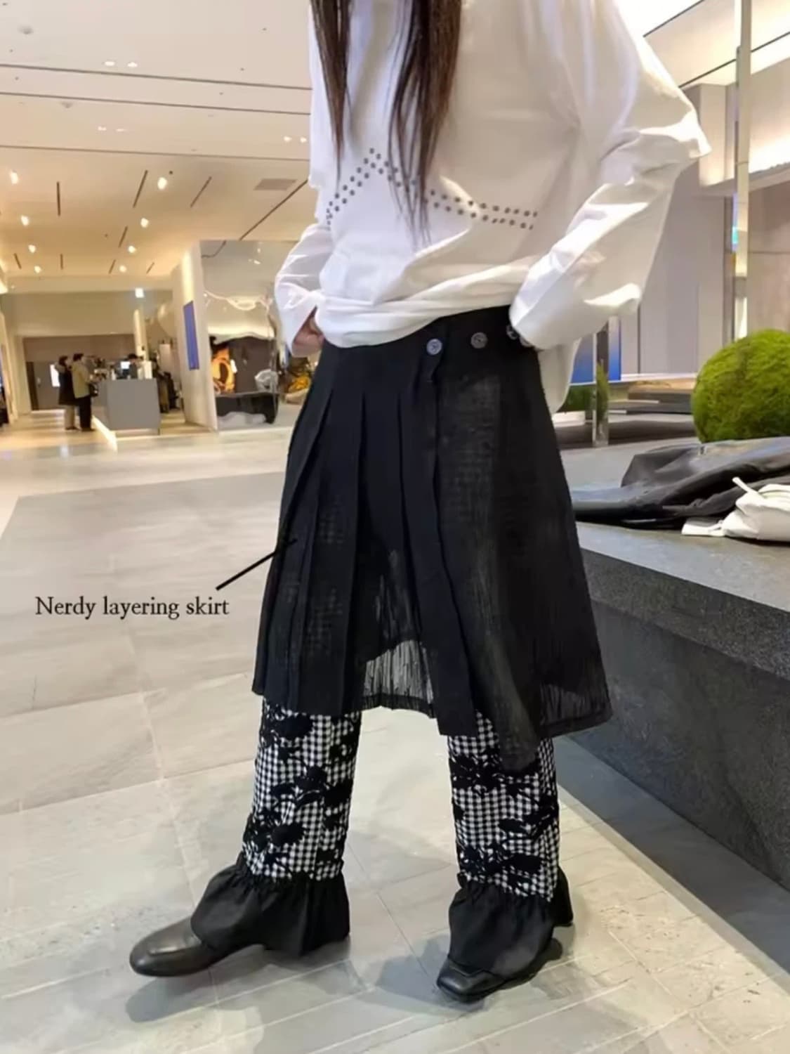 레이어드 플리츠 랩 스커트 상품이미지1