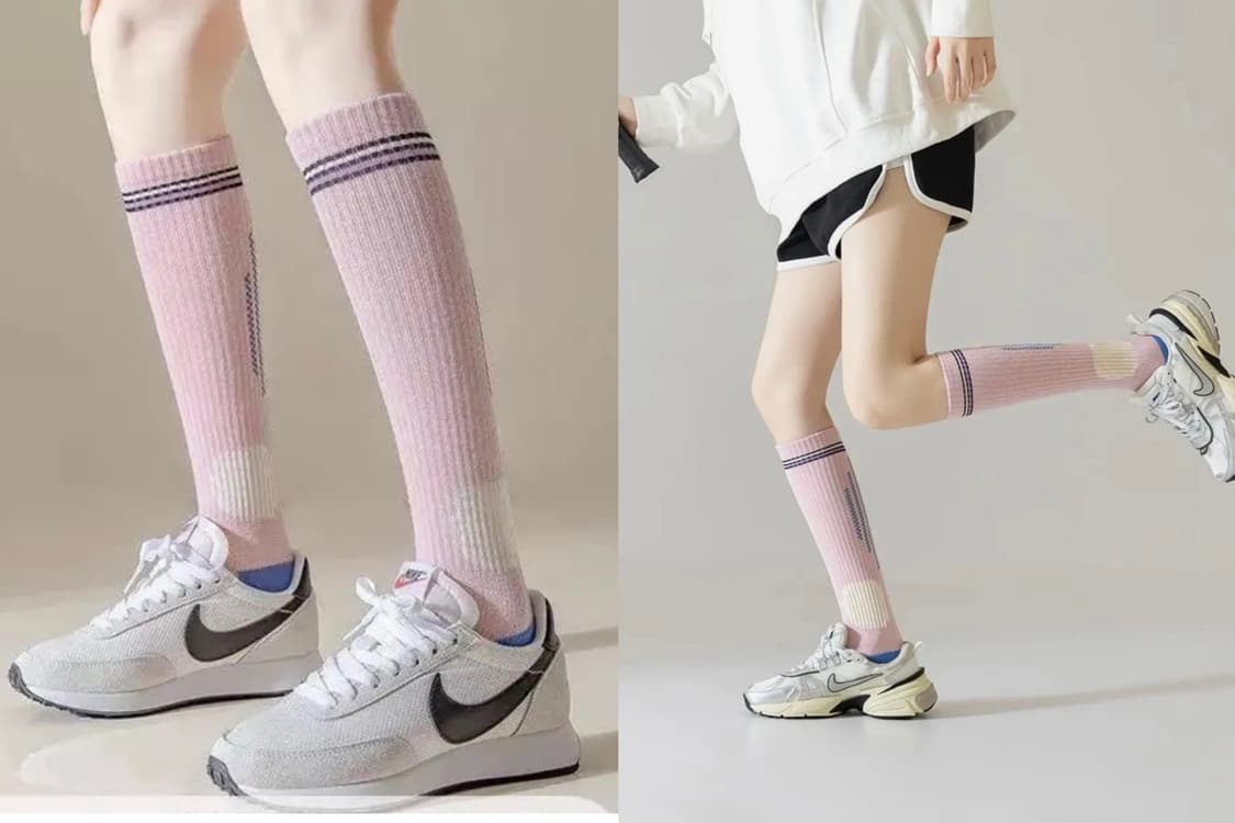 3컬레 가격~파스텔톤 요가 필라테스 러닝 줄넘기 니삭스 스타킹 긴 양말 상품이미지4