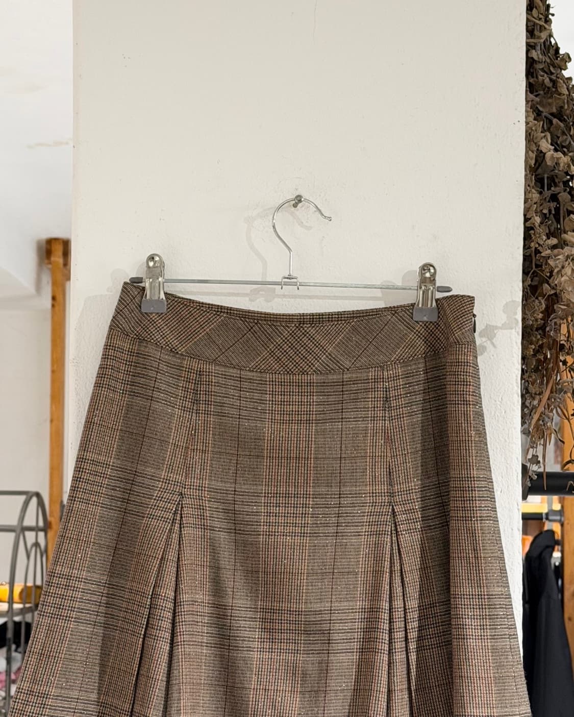 버버리 브라운 플리츠 울 미디스커트 상품이미지2