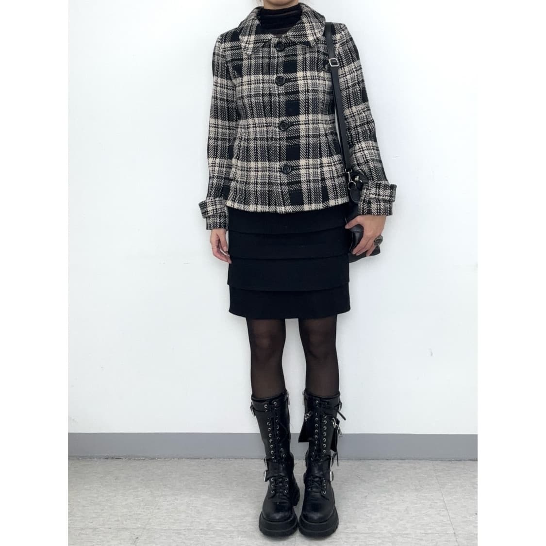 빈티지 블랙 하프 코트 울 자켓 상품이미지2