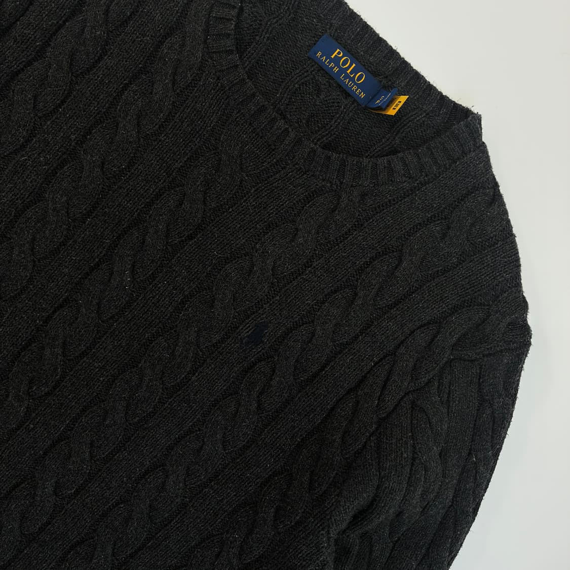 Polo  폴로 랄프로렌 신형 자수 코튼 다크그레이 꽈배기 니트  상품이미지3