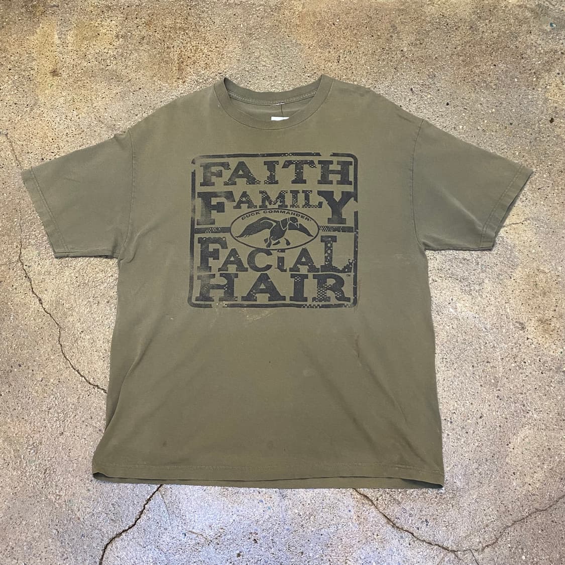 미국 빈티지 덕 커맨더 프린팅 카키 반팔티 티셔츠 상품이미지1