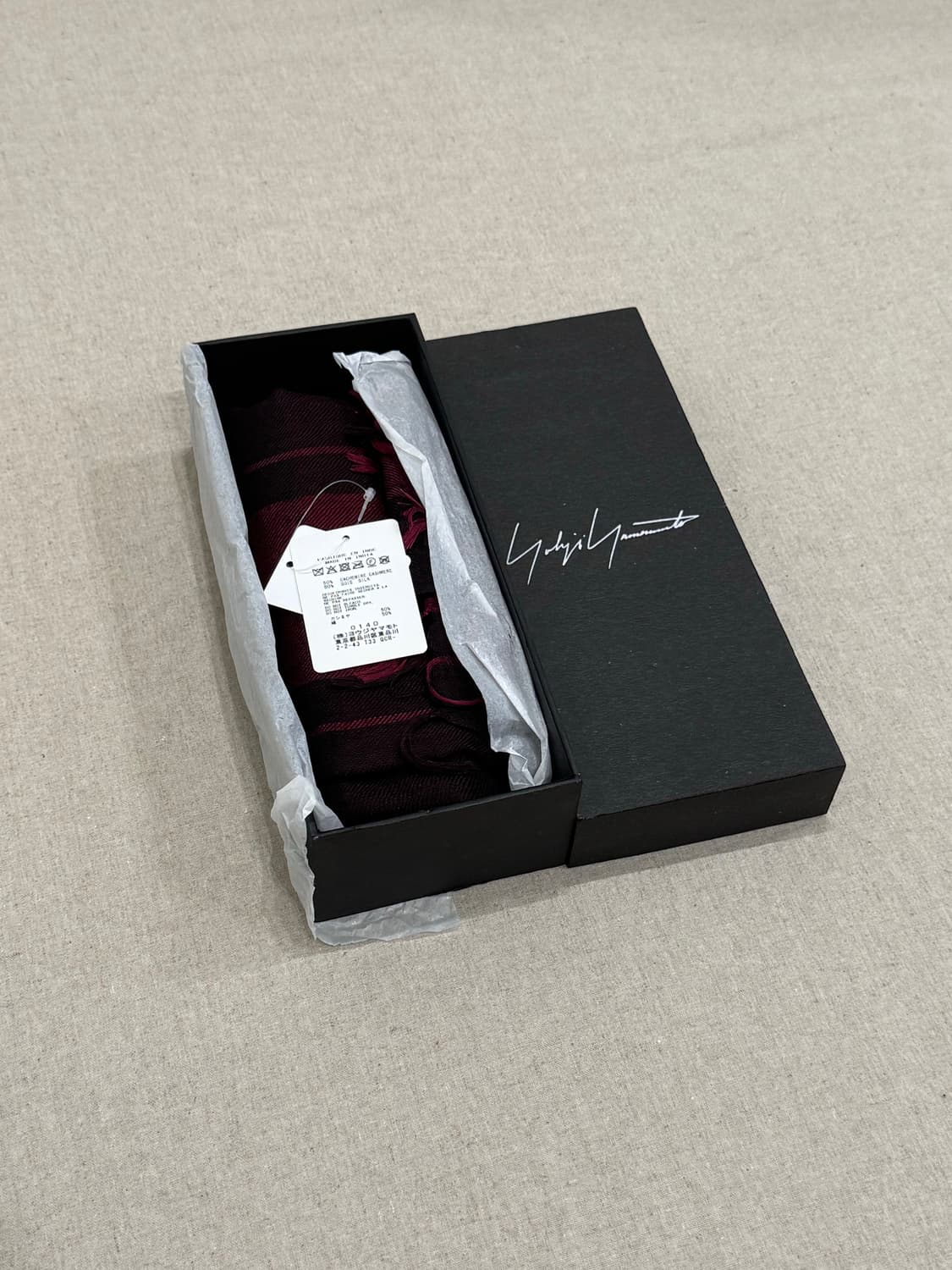 요지야마모토 실크 캐시미어 손자수 머플러 상품이미지6