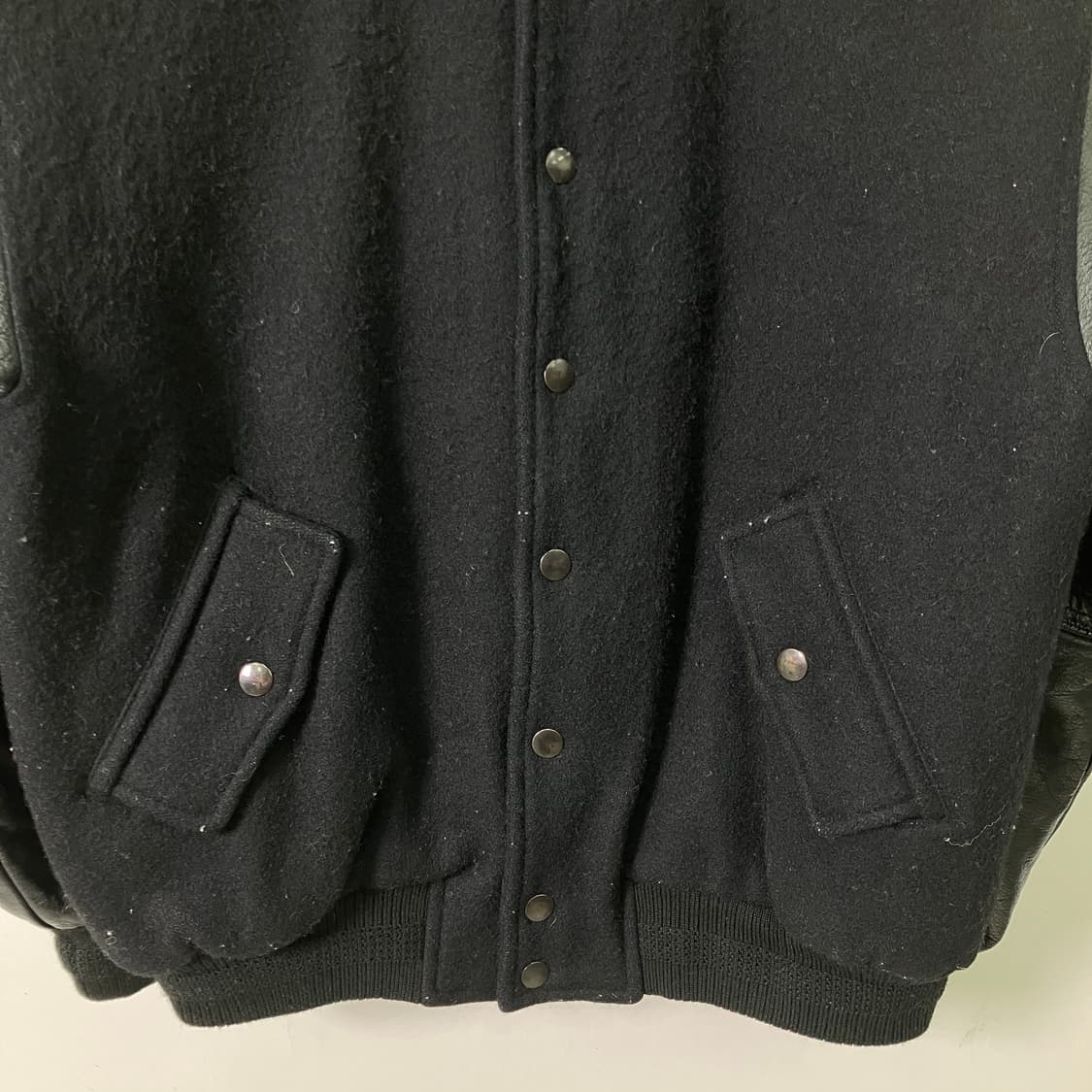 VTG 빈티지 블랙 울 레더 바시티 자켓  상품이미지5