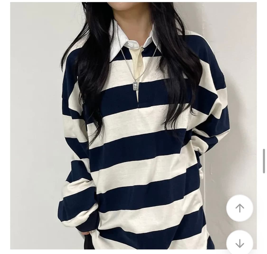 에이블리 남여공용 루즈핏 스트라이프 카라 티셔츠 (새상품) 상품이미지3