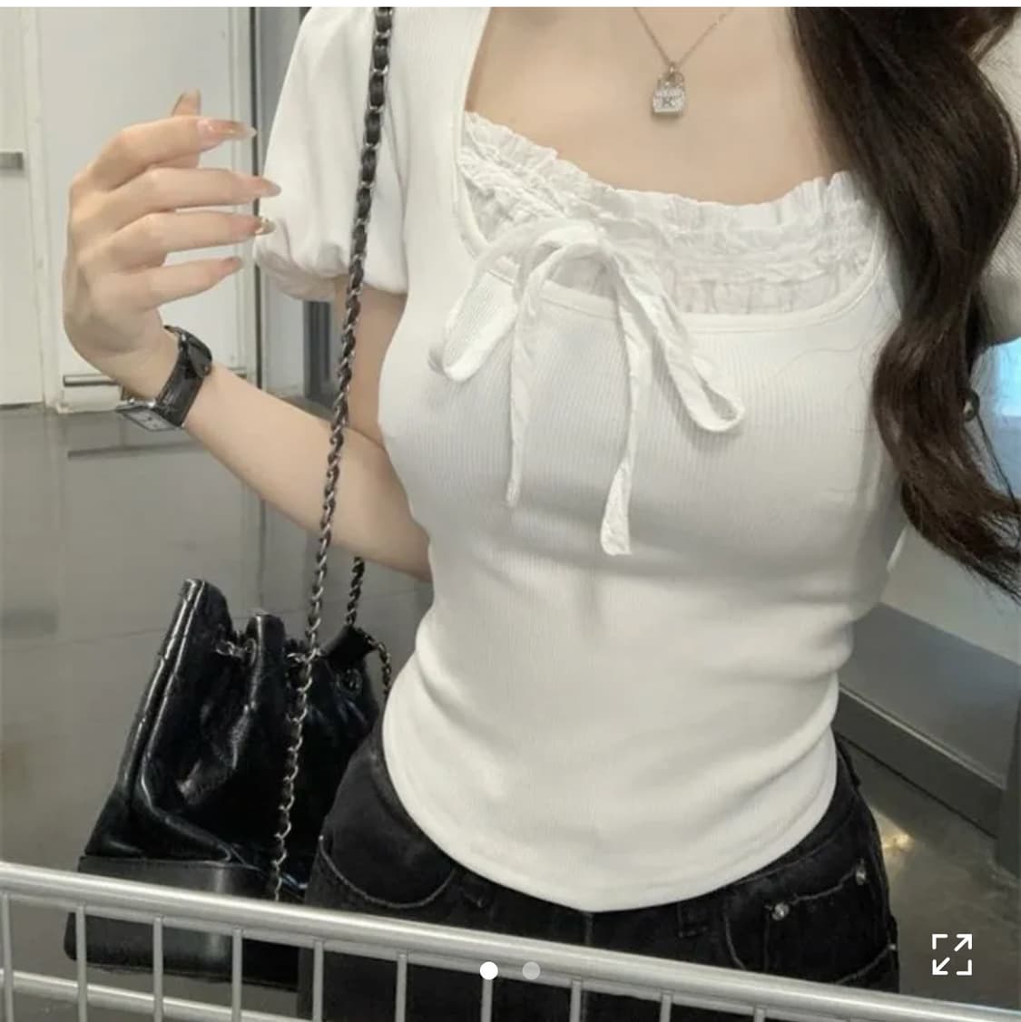 보세 리본 레이어드 반팔 상품이미지2