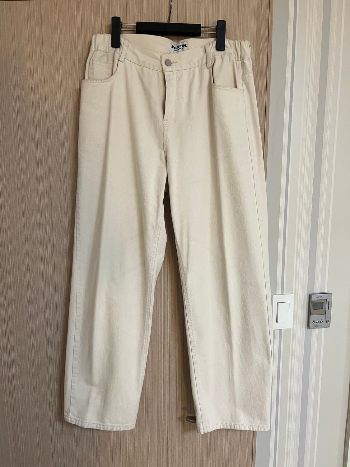 L 어널러코드 하프밴딩 와이드 크림진 상품이미지2