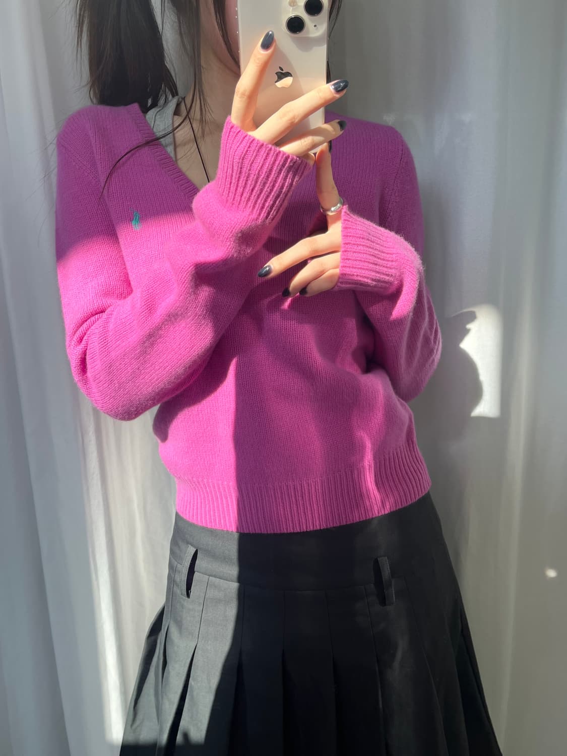 Polo 랄프로렌 울 캐시미어 핑크 브이넥 니트 상품이미지1