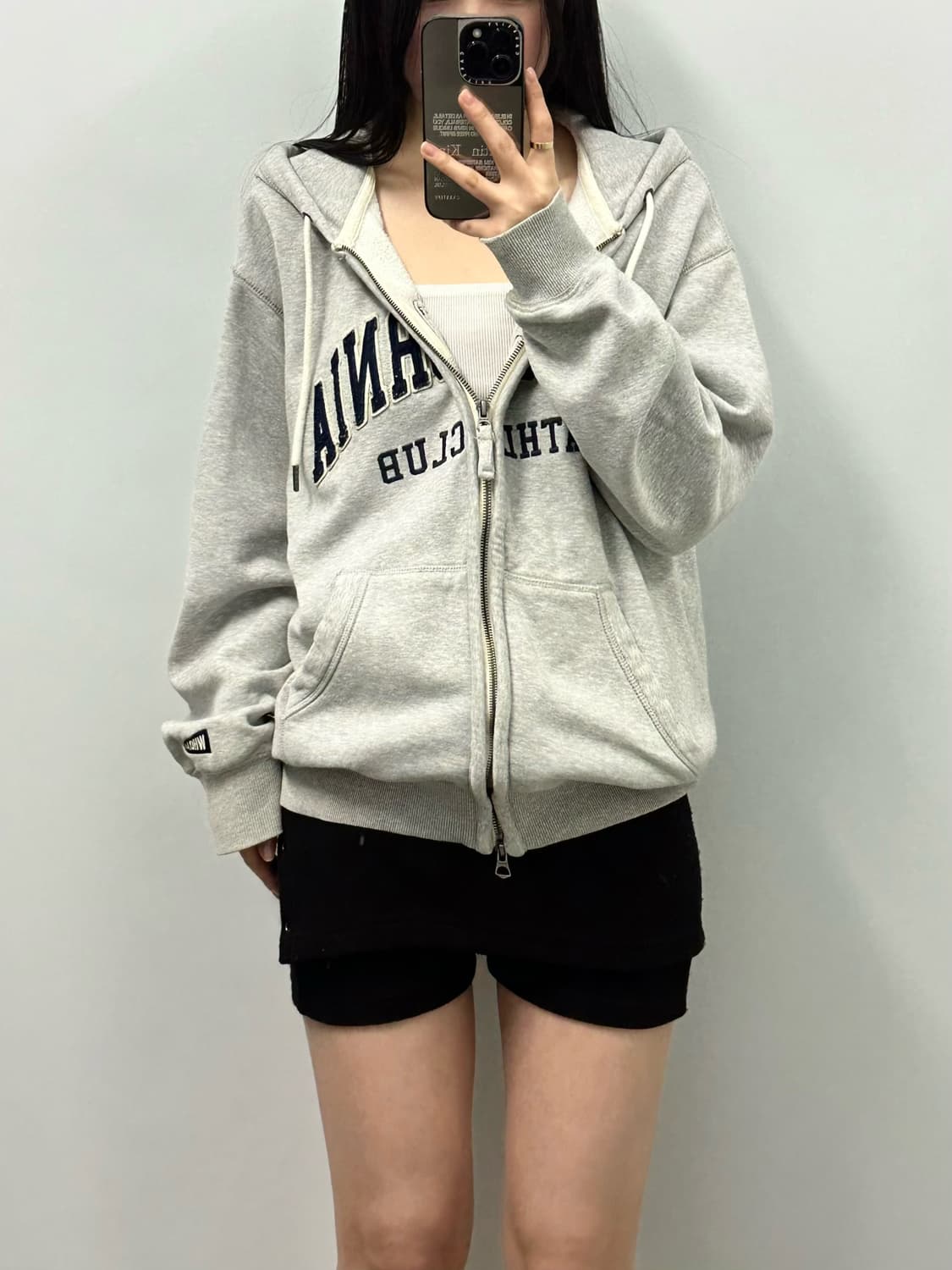 후아유 y2k 와투케 그레이 후드집업 상품이미지1