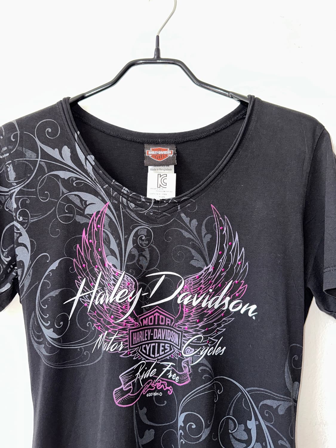 Harley davidson 할리데이비슨 블랙 퍼플 큐빅 반팔티셔츠 상품이미지2