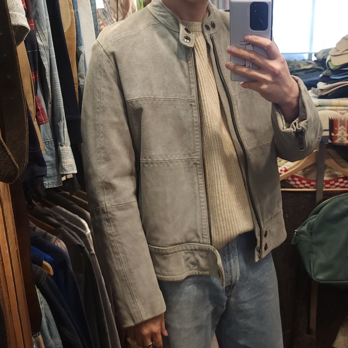 구찌 톰포드 카우하이드 스웨이드 바이커 레더 자켓 56 상품이미지10