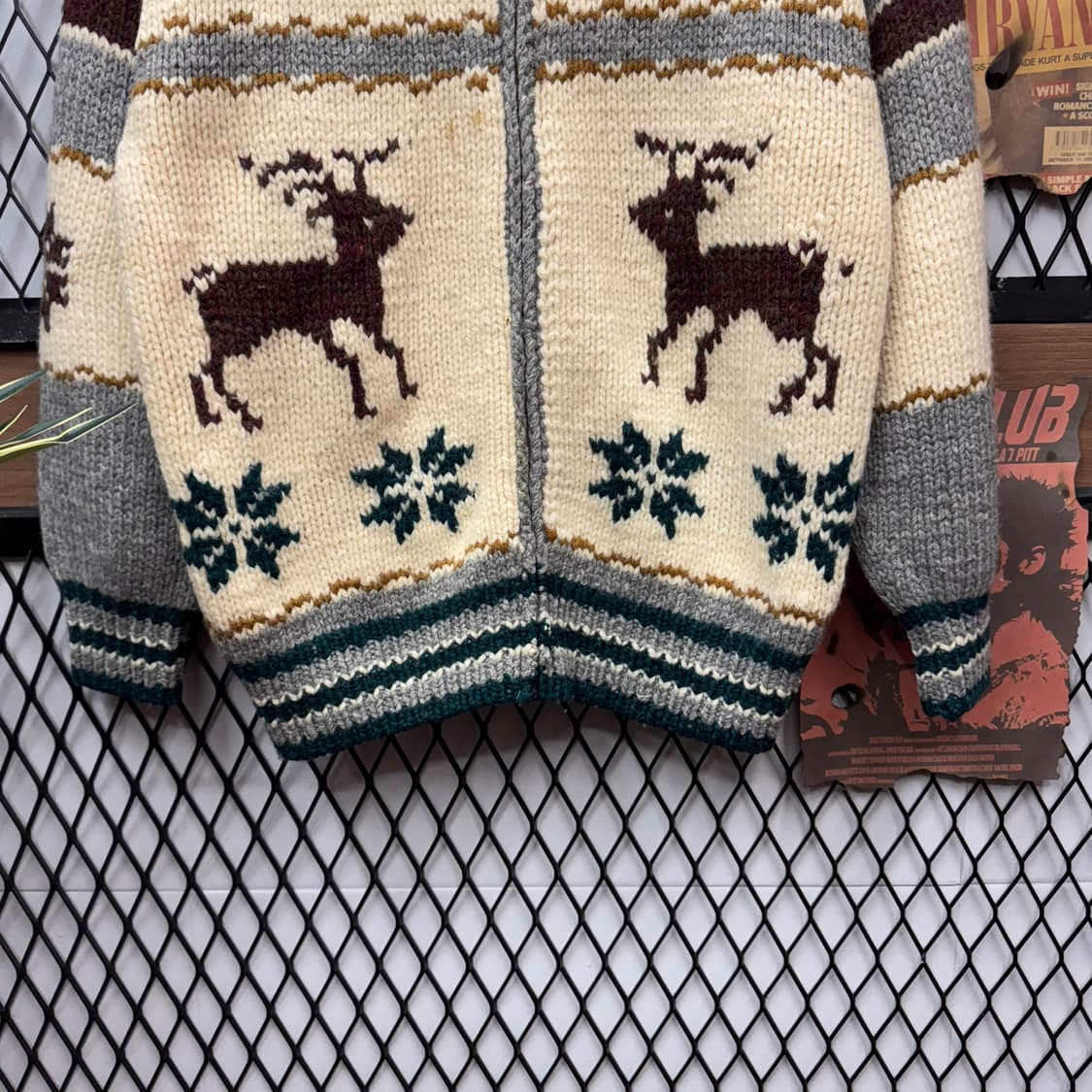 00s JPN VINTAGE 사슴 코위찬 니트 집업 자켓 아이보리 상품이미지4