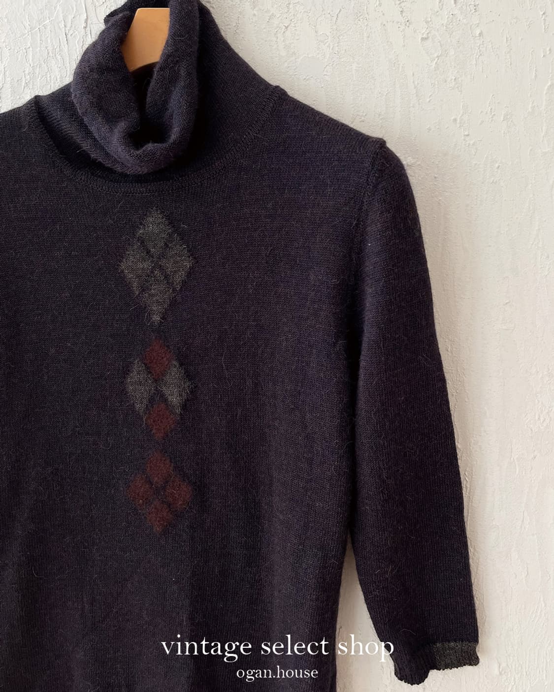 vintage argyle turtleneck knit top 상품이미지4