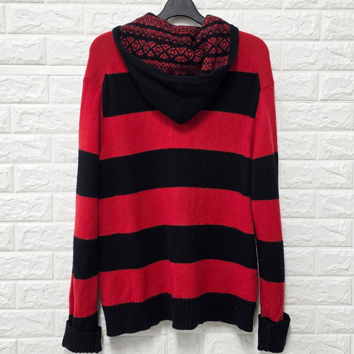 택포// 헤지스 스트라이프 후드 니트 집업 110 상품이미지4