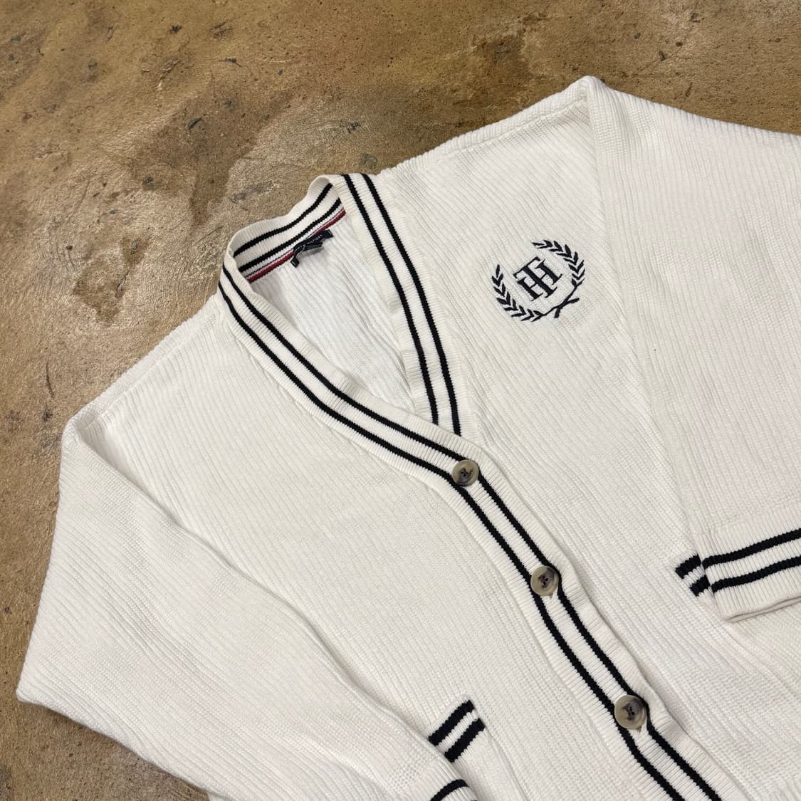[정품/XL] 타미힐피거 화이트 브이넥 가디건 b10 상품이미지1