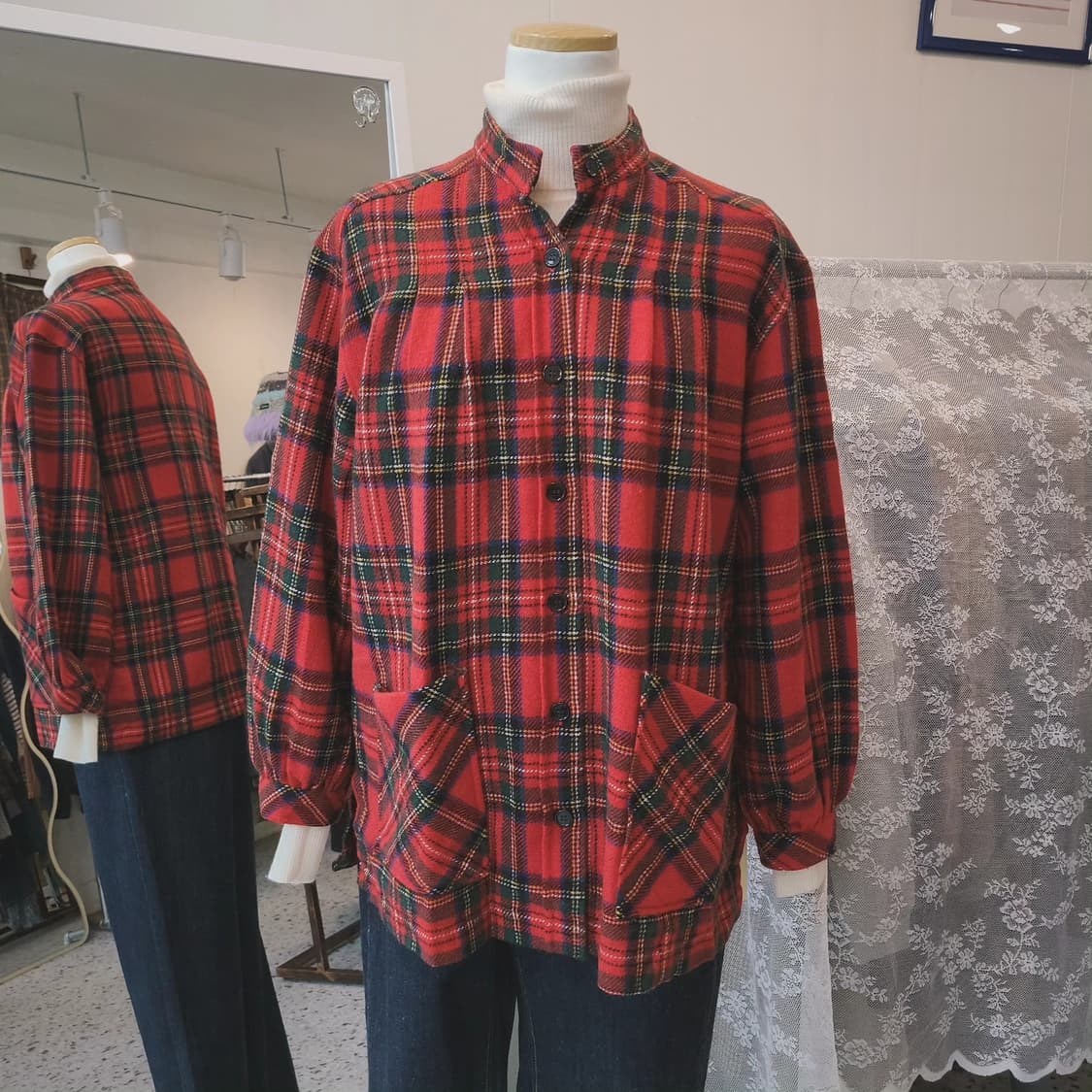 레드그린체크 포켓 울셔츠 (made in Japan) 상품이미지8