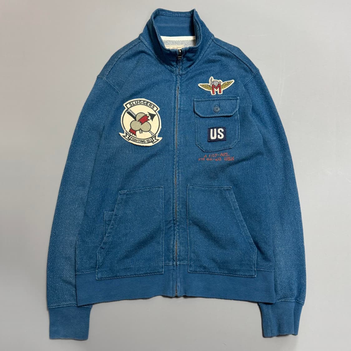 아비렉스(AVIREX) 블루 코튼 US NAVAL 자수 하이넥 집업 자켓 상품이미지8