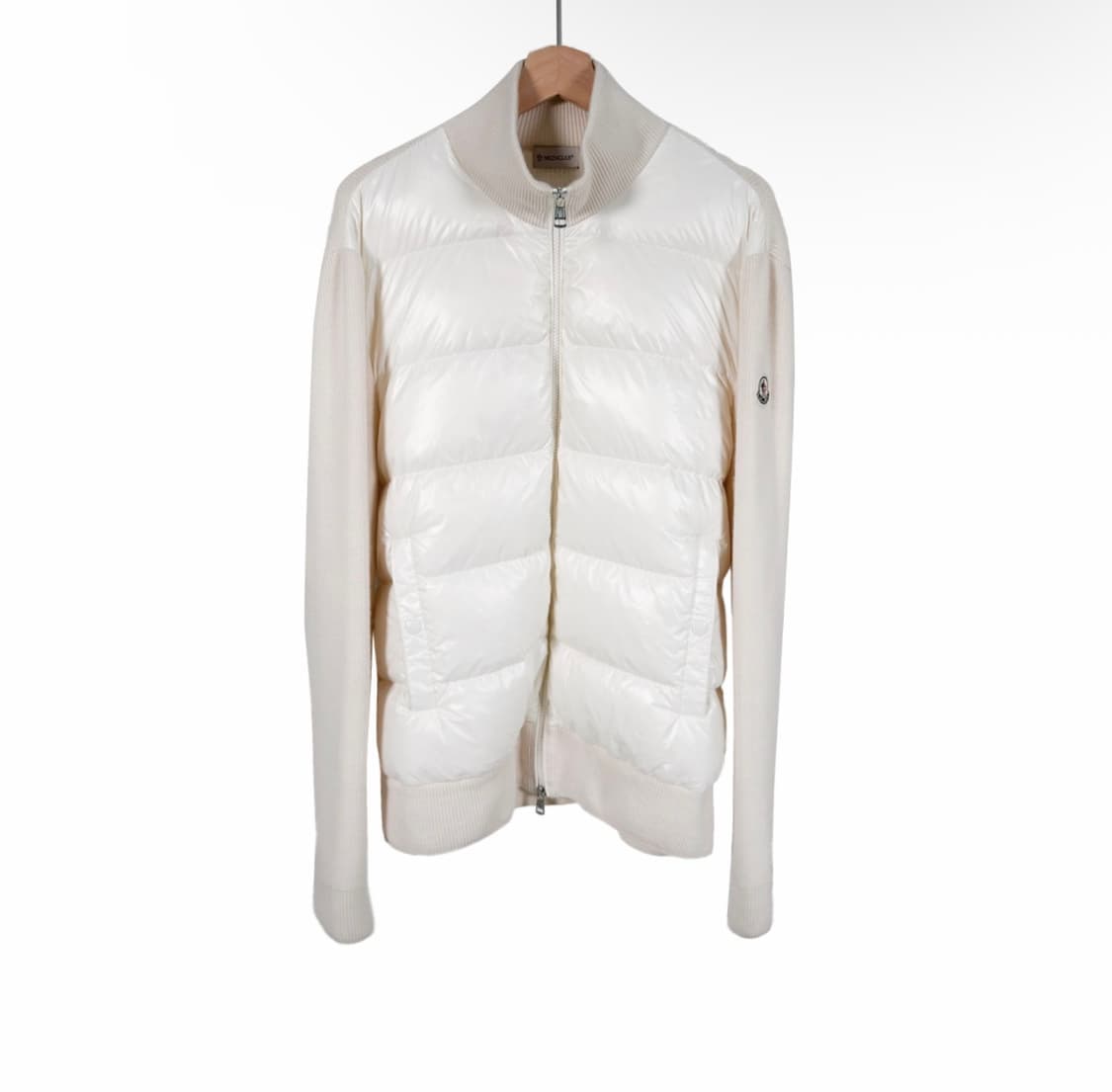 [XL] 몽클레어 남성 와펜 니트 집업 패딩 울 가디건 자켓 아이보리 상품이미지1