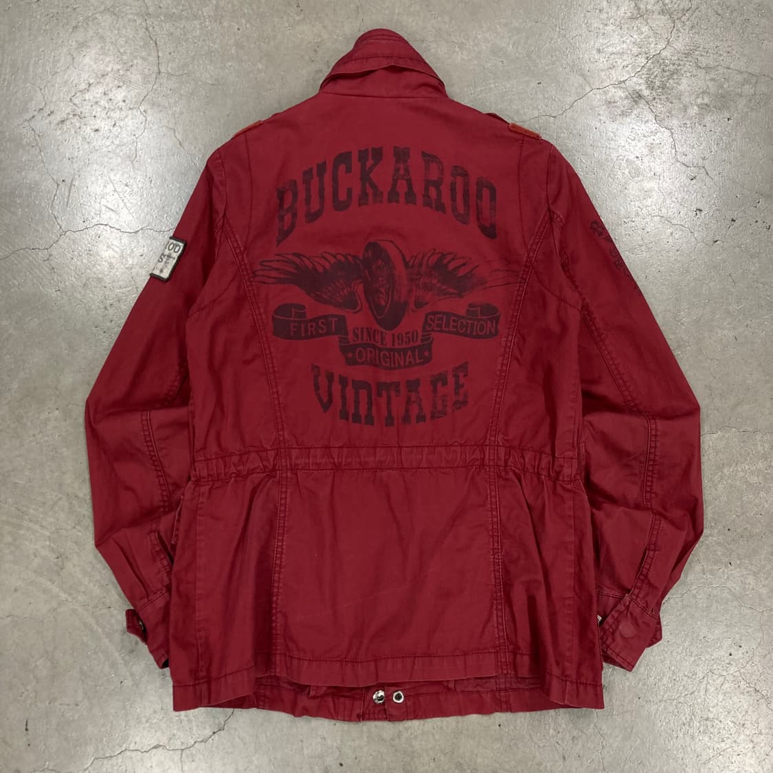 버커루 y2k 버건디 컬러 빅로고 필드 자켓 상품이미지1